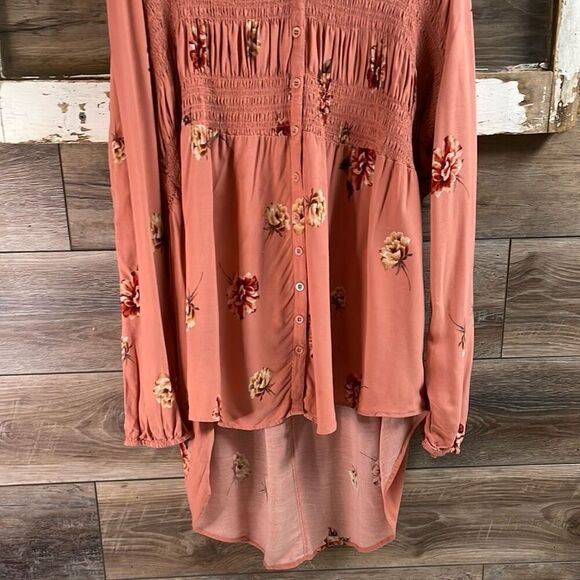 TORRID Women’s Floral Peasant Babydoll Style Blouse Hi Low Boho Size 2 2X Coral - Picture 6 of 13